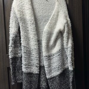 Cozy Art Class Gray and White Sweater